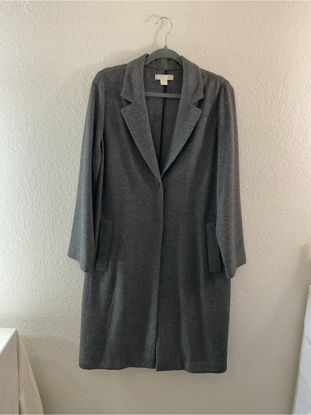 H&M Charcoal Gray Long Trench Coat Layering Blazer Autumn Winter Quiet Luxury